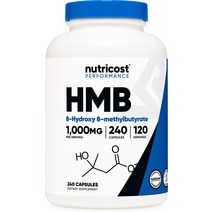 Nutricost 뉴트리코스트 HMB 1000mg 240캡슐 120인분, 개, 240 카운트(1팩)