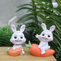 아리공방 스마일 당근 토끼 장식품 토끼인형 토끼장식 카페소품, 해피2P