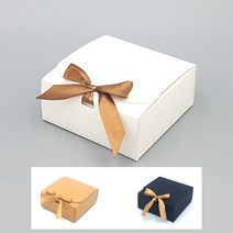 무지 리본 납작 사각 종이 선물박스 소형 11.5X11.5X5cm 종이상자 화이트 블랙 황색, 블랙-소