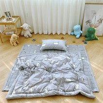 사계절 아기 어린이집 낮잠이불 세트 4in1 유아침구, 고양이 라이트그레이 set