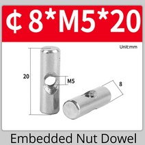 배럴 볼트 M4 M5 M6 원통형 핀 304 스테인레스 스틸 은못 크로스 홀 해머 목재 가구 용 임베디드 너트, 13 OD8 M5x25(5PCS)