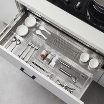 주방 싱크대 서랍 정리 커트러리 정리함 수저 조리도구 칸막이 트레이, 대형 라지