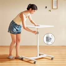 높이조절 테이블 소형 노트북 이동식 간이 책상, 서랍형 원목