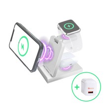 우승테크 3in1 고속 무선충전기 거치대 삼성 갤럭시 아이폰 애플워치 갤럭시워치 QC3.0 충전기 WL-31, 블랙 (갤럭시워치)