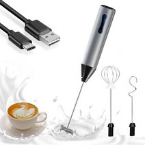 핸드블렌더 휴대용 전기 우유 frother 휴대용 커피 거품기 미니 블렌더 스테인레스 스틸 계란 비터 음료 믹서 주방 털 도구, 01 silver