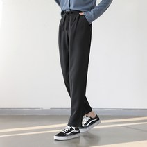 원타임 여성용 본딩기모 스트링 뒷밴딩 핀턱 스판 슬랙스