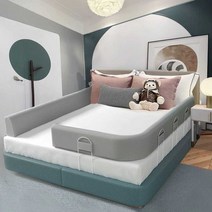 침대안전바 가장자리 울타리 가드쿠션 범퍼 칸막이, 회색 파란색 1mX25cm (튜브 내장)