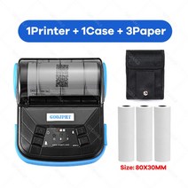 자동탬핑기 무선 새 버전 80mm 블루투스 4.0 안드로이드 POS 영수증 열전사 프린터 빌 기계 상점 슈퍼마켓, 02 Blue add 3Rolls_03 영국 플러그