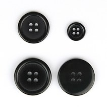 JSTrading 4구 모던 라운드 코트 단추, 10개, 블랙 21mm