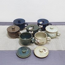 미각도예 전통찻잔 세트 7종류[쌍화차 한방차 뚜껑찻잔 도자기찻잔세트], 1set, 브라운빗살