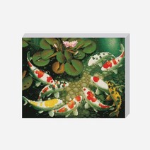 퍼즐피플 보석십자수 동물, 1Ea, DIY 보석십자수 세트 연못속의 잉어 40x50cm