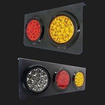LED 철판 뒷 데루등 후미등 테일 램프 12V 렉카 트레일러 24V 화물차 깜빡이 브레이크 전구, 사각3구, 사각3구/12V(좌)