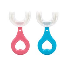 360 도 U자형 아기 칫솔 실리콘 구강 관리 청소, 5.Blue and pink S