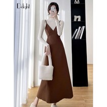 여성 패션 뷔스티에 롱 원피스 투피스 브이넥