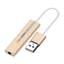 USB 2.0 사운드 카드 USB 3.5MM 변환기 어댑터 헤드셋 마이크 2 in 1 드라이버없는 지원 Windows XP/Mac OS, 04 Gold
