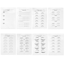 속눈썹 연습 종이 싱글 루트 접목 코스 초보자용 미용 워크북 메이크업 도구 8 장, [01] 8sheets