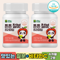 성장기 어린이 키즈 아이 유아 아기 철분 영양제 철분제 비타민C 독일산 비헴철 유산균 초유단백분말 자일리톨분말, [4개월분]-2병