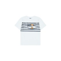 [모스키노] [MOSCHINO] 키즈 테디베어 스트라이프 반팔티 아이보리 KMO27YRTS
