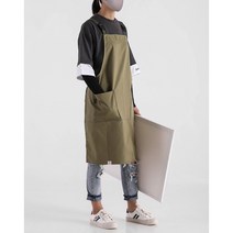 앞트임 바리스타 앞치마 72 x 82 cm, 카키, 1개