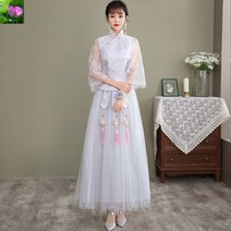 (미인전매) 중국식 신부 들러리 드레스 2022 신상품 여성 아이디어 자수 시우허 복고 자매단 스커트 살을 가리고 날씬해 보인다, 2XL(120~130근), 애쉬 그레이