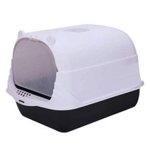 고양이 배변통 묘래박스 자동화장실 High Sided Hooded Cat Litter Box Enclosed Potty Toilet with Gate Kitten Include S, [01] Black