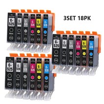 ASW-잉크 카트리지 3 세트 PGI525 PGI 525 CLI 526 캐논 Pixma iP4850 ix6550 MG5150 MG5250 MG6150 MG8150 MX885, 1 건, 3set 18PK