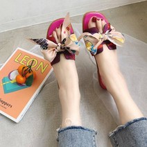 여성용 패션그리미 리본스트랩 뮬슬리퍼