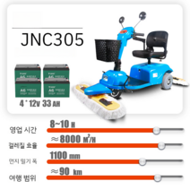 바닥 청소차 마트카트 습식 탑승식 청소장비 시속 60km, JNC305 8~10시간 지속