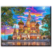 SHEXIU 3D 원형 보석십자수 키트 일체형 캔버스 액자 50 x 40 cm, AE097  꿈의 성x1세트