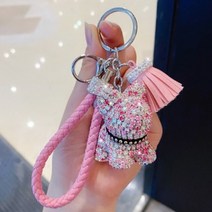 재이김보니또 큐빅 강아지 열쇠고리, 큐빅강아지 핑크