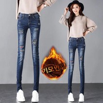 이노뱅크 여성 겨울 빈티지 청바지 융털 스키니진 BBB260