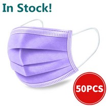 마스크 재고 있음! 일회용 검정색 마스크 3 겹 보호 입 가리개 필터 10/100 개 혼합 색상, 08 50PCS Purple, 한개옵션1