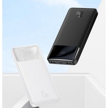 베이스어스 대용량 휴대용 보조배터리 20W LED디지털 스크린 양방향 고속충전, 블랙, 10000mAh