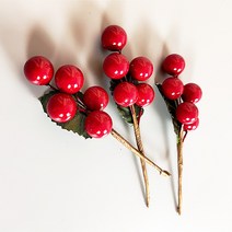 크리스마스소품 열매잎_1p DIY 포장코사지 베리장식, 레드