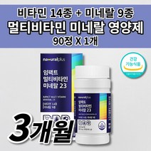 종합 멀티 비타민 미네랄 23종 비타민K 비타민제 남성 여성 수험생 피로회복제 알약 만성 육체 피로 회복 몸이 피곤할때 체력 활력 증진 에좋은 바이타민 임팩트 올인원 영양제 90정, 980mg, 1개