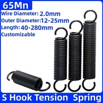 스프링 오픈 후크 장력 용수철 풀백 코일 익스텐션 드래프트 와이어 직경 2.0mm 외경 12-25mm, [01] 2.0mm, [10] 25mm, [15] 180mm(1Pcs)