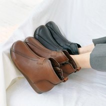 천연가죽 세련된 스티치 옆지퍼 기모안감 말랑 푹신 발편한 2.5cm 앵클부츠 P124
