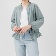 미즈스토리 밴딩 프릴 라운드넥 집업 점퍼(3color)