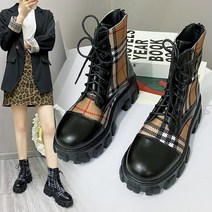 랜드워커 워커부츠 여성 어텀 무드 체크 패치워크 통굽 청키 스트랩 차오쿠 걸스 슬림핏 숏부츠 2968644421