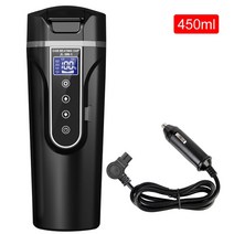 24V 12V 자동차 전기 주전자 난방 컵 400ML 커피 차 끓는 보온병 머그잔 트럭 온수기 기계 액세서리, [03] 450ml black