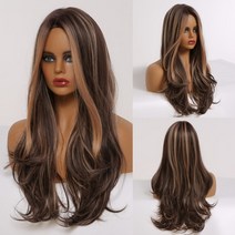 여자 단발 머리펌 가발 EASIHAIR 여성용 긴 갈색 선염 합성 가발 자연 머리 물결, LC277N-1, 협력사