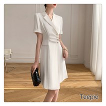 티피/Teepie 화이트 정장 원피스 여성 여름 프리미엄 오피스룩 면접 통근 카고 원피스
