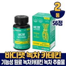바디팻 녹차카테킨 녹차 가테킨 추출물 체지방 감소 혈중 콜레스테롤 개선 도움 건강기능식품 남성 여성, 2개, 56정