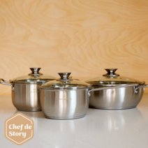 Chef de Table IH 인덕션 앤 스텐 냄비 세트 3종, 냄비 편수 18cm + 양수 20cm + 전골 26cm