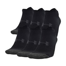 Under Armour 성인용 퍼포먼스 테크 노쇼 양말 스틸 모음 미디엄 6쌍 448428, Black (6-pairs)_X-Large