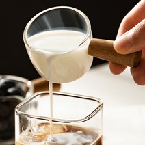 우드핸들 내열유리 에스프레소 샷잔 50ml 시럽 소스 드레싱 유리컵 미니유리컵 시럽잔 시럽서버 소스드레싱서버 소스잔 드레싱컵 내열유리샷잔 나무손잡이 에스프레소용샷잔