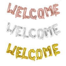 웰컴 WELCOME 알파벳세트 글자 호일 풍선 파티 장식, 로즈골드