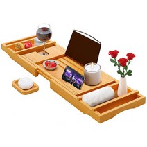 히노끼욕조 이동욕조 편백나무반식욕기 대나무 욕조 트레이 Nonslip 나무 목욕 캐디 트레이 스파 욕조 책, 01 Bamboo wood color