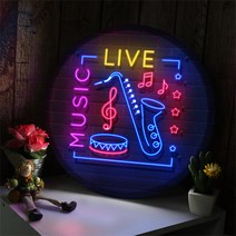 꾸밈데코_LED사인물35R네온싸인라이브뮤직(ne107)_LED홍보LED조명LED디자인액자LED벽걸이무드등조명등