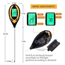 토양 PH 측정기 테스트 키트. 수분 온도 및 모니터 4 in 1, 한개옵션0